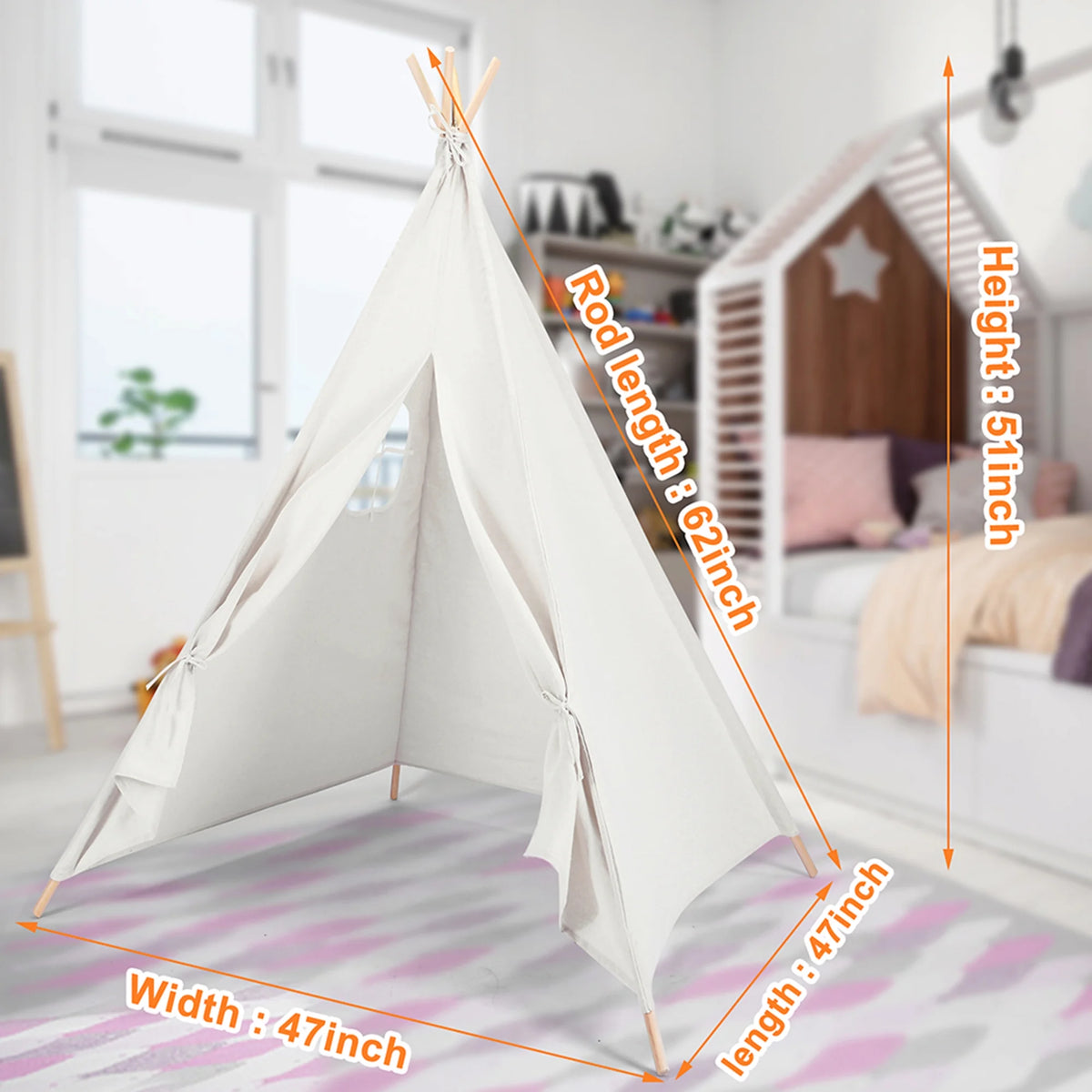 Washable Foldable Kids Teepee Tent K699715