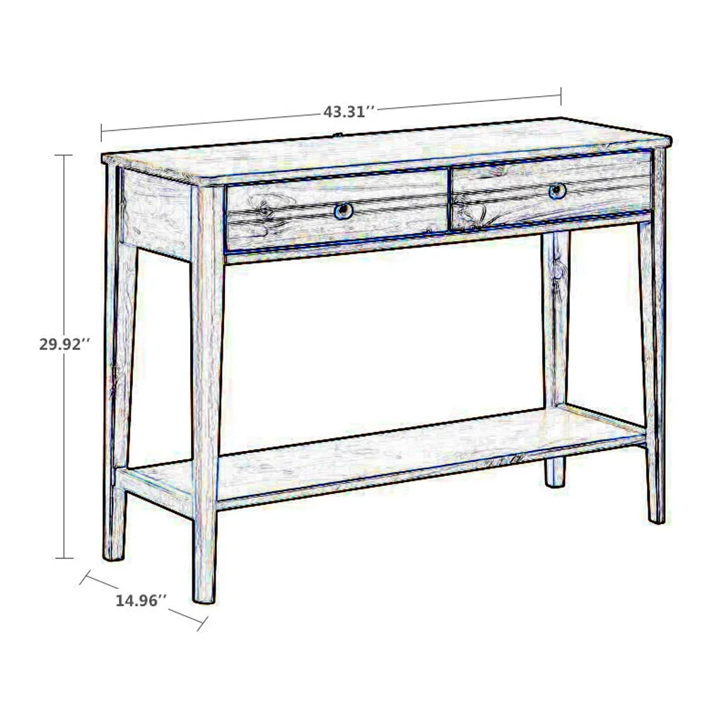 Mid Century Modern Wooden Console Table with Two Drawers Y612749