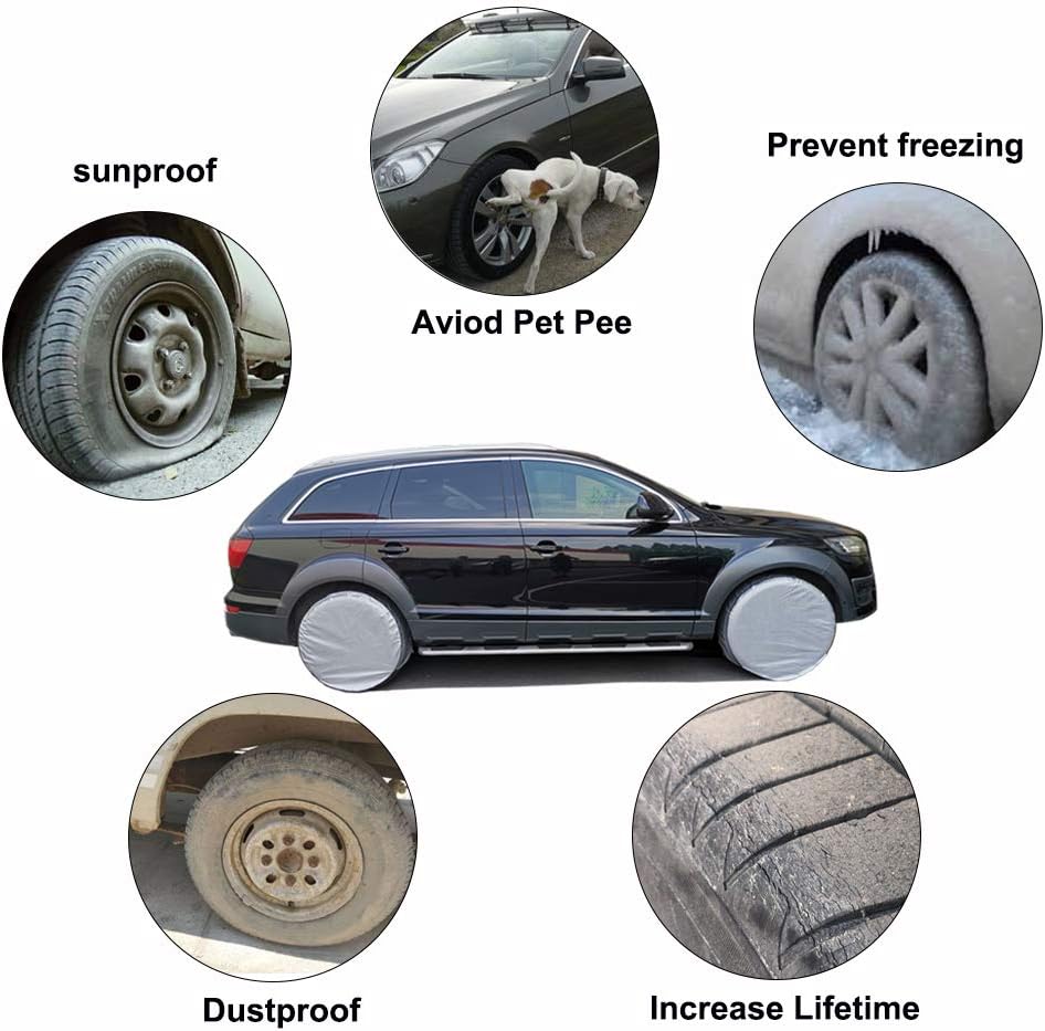 Tire Covers Set of 4, 5 Layer Waterproof Aluminum Film, Fit 30 to 32 Tire Diameter N3483
