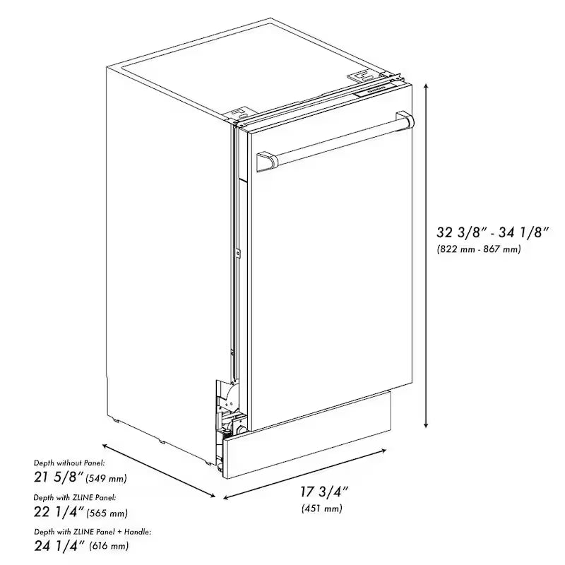 18 in. 8-Cycle Tall Tub Dishwasher with 3rd Rack in Stainless Steel D379950