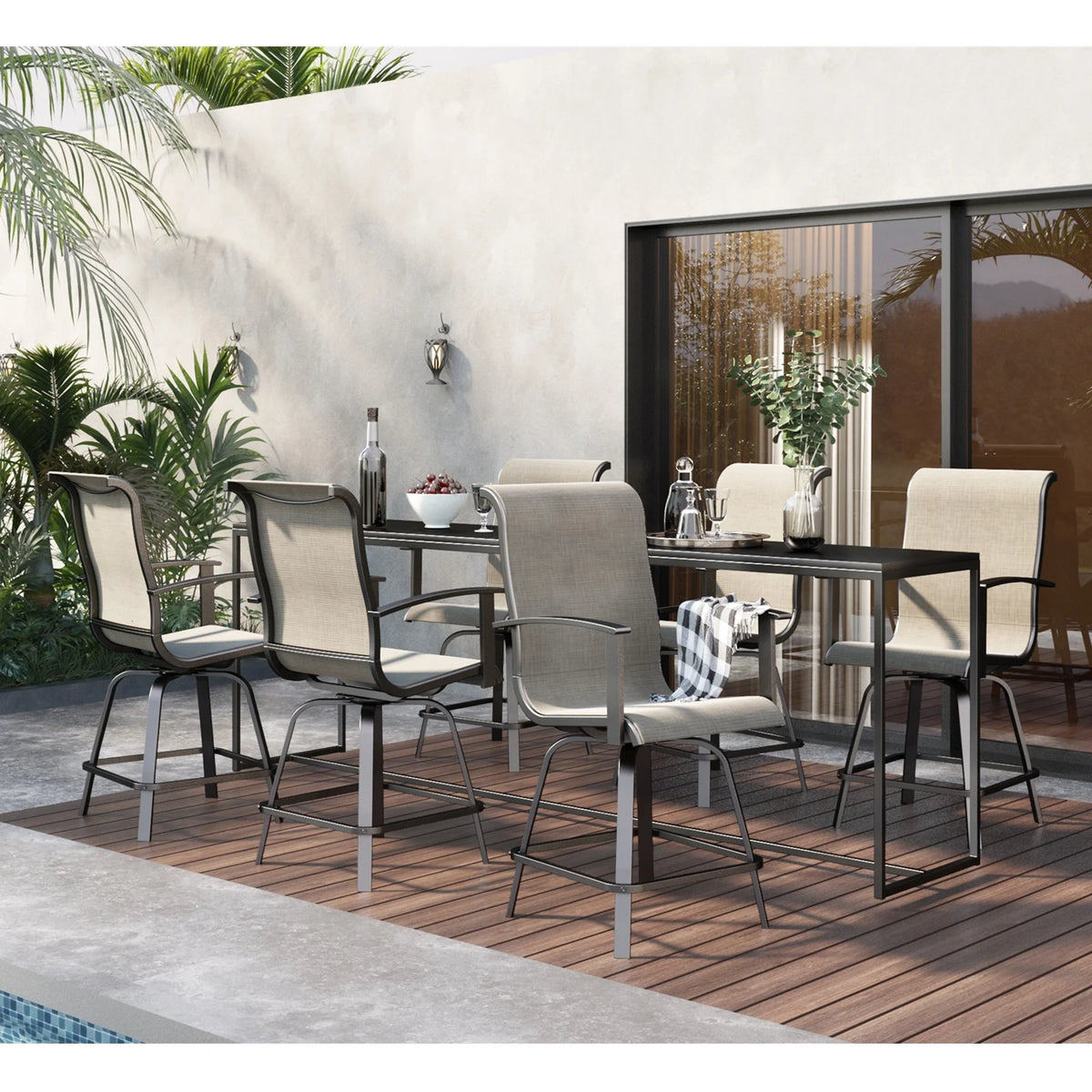Outdoor Swivel Bar Chairs Set of 6 Q43511