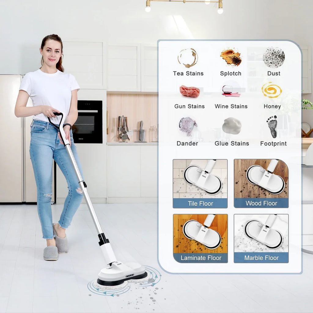 Cordless Electric Spin Mop with 300ml Water Tank and LED Headlight O88957