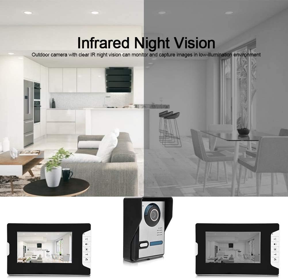 Video Doorbell Intercom Kit with 7-Inch TFT LCD Screen Night Vision Rainproof US Plug Pack of 2 U542155