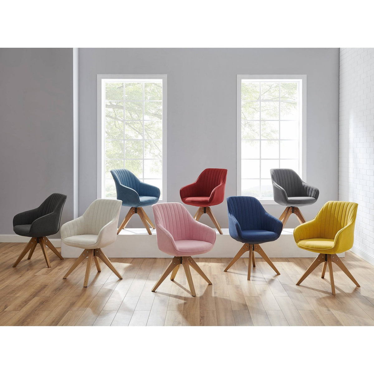 Swivel Office Accent Arm Chair with Wood Legs Y4681