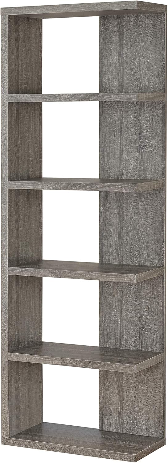5-Tier Weathered Grey Bookcase C224