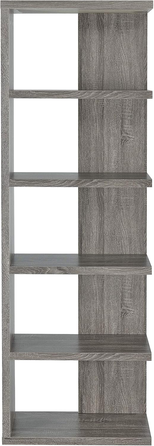 5-Tier Weathered Grey Bookcase C224
