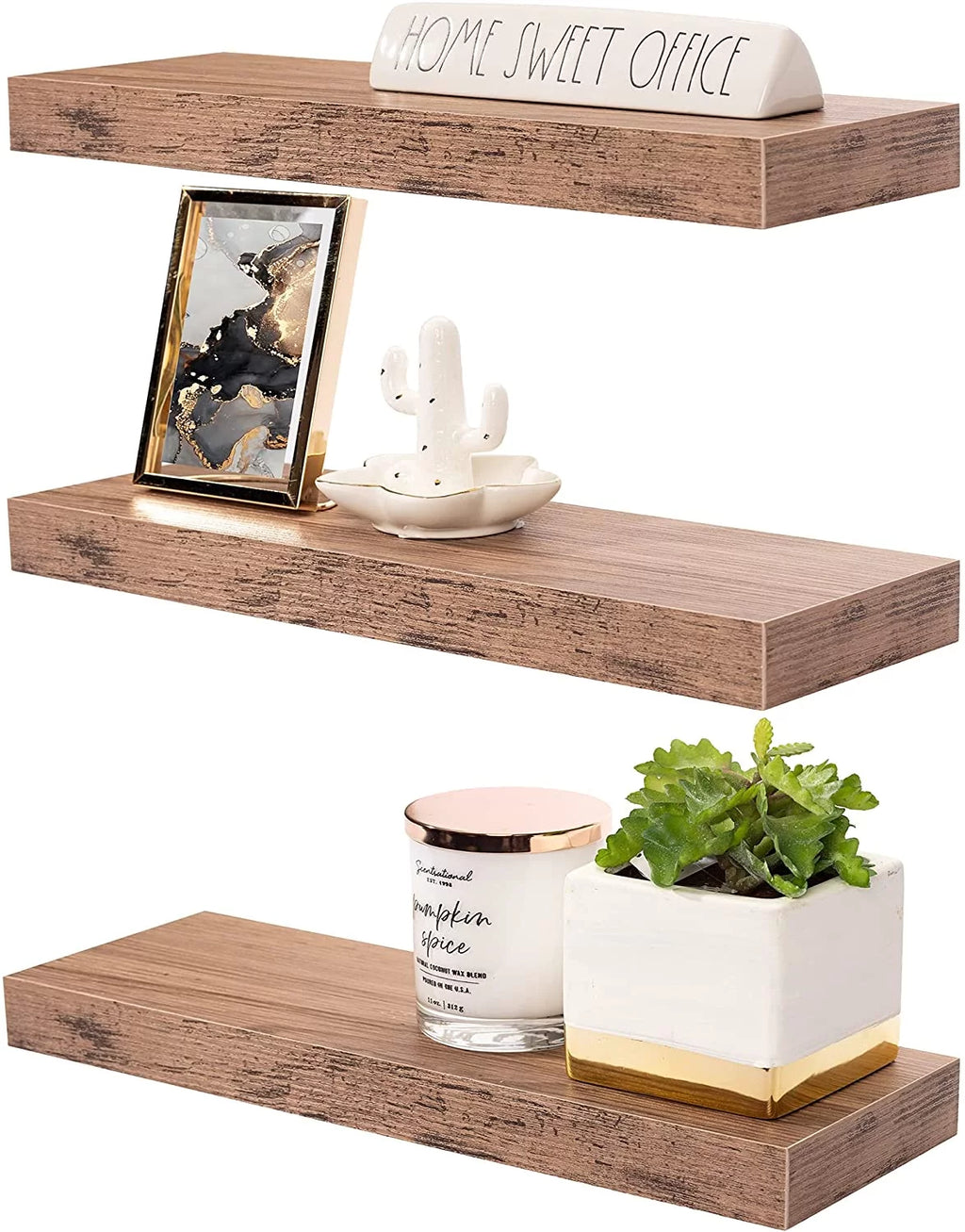 Mahogany Wall Mount Floating Shelf 3 Shelves M2350