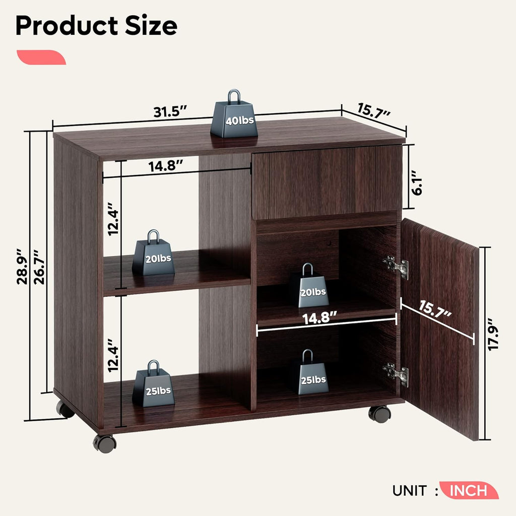 Wood File Cabinet with Storage Shelves E8128