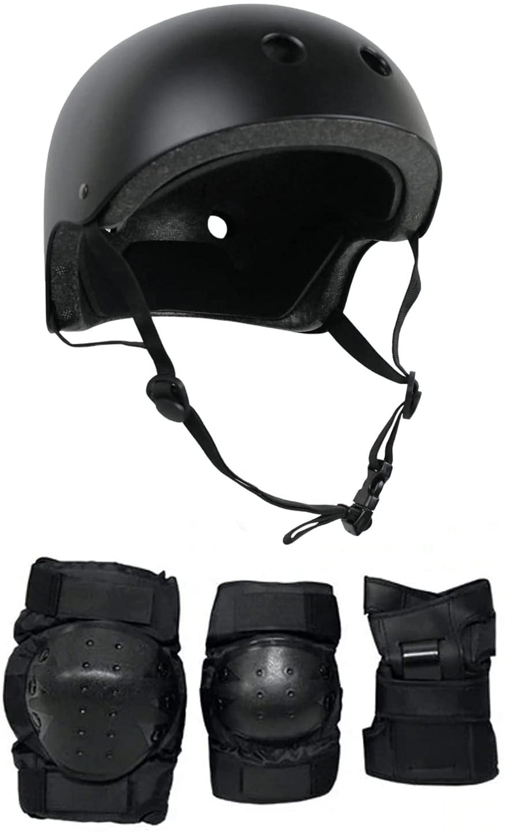 Black Skateboard Helmet Elbow Knee Wrist Pad Combo Adult Small E126