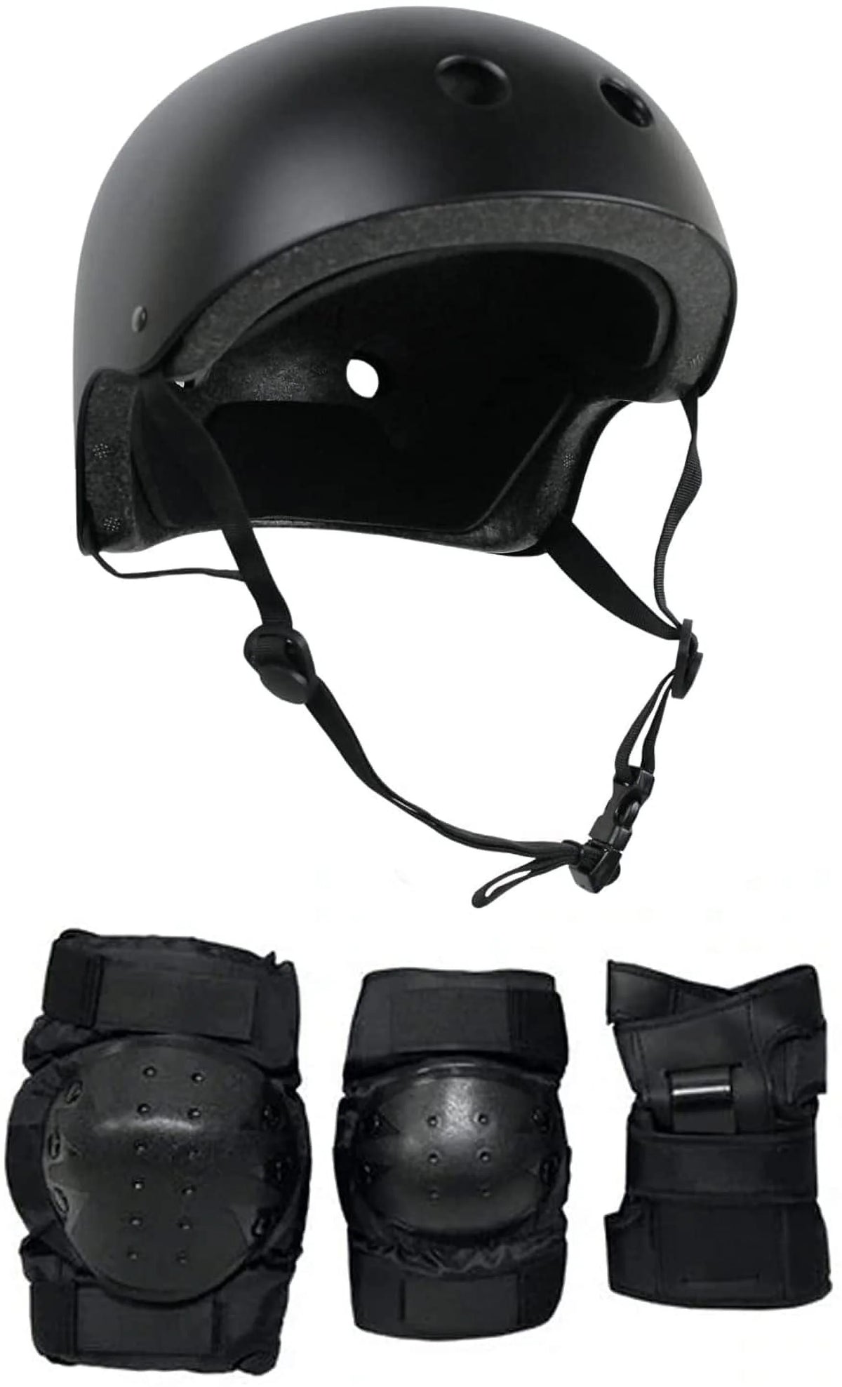 Black Skateboard Helmet Elbow Knee Wrist Pad Combo Adult Small E126