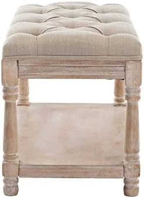 Black Tufted Wood Entryway Bench T836024
