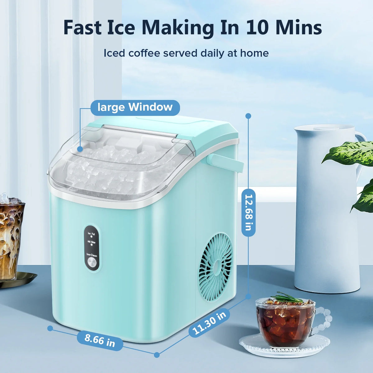 Portable Nugget Ice Maker with Self-Cleaning Function R52489