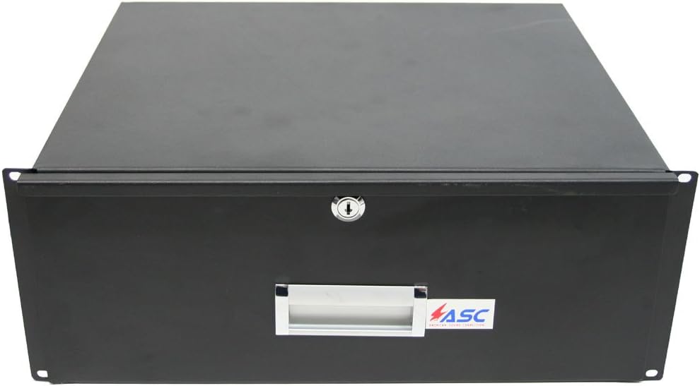 19 Rack Mount 4U Key Lock Drawer Black S89408