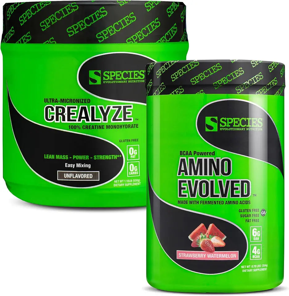 Unflavored Creatine Powder + Strawberry Watermelon EAAs & BCAAs E487