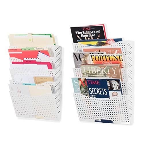 White Steel Wall File Holder Organizer L208360