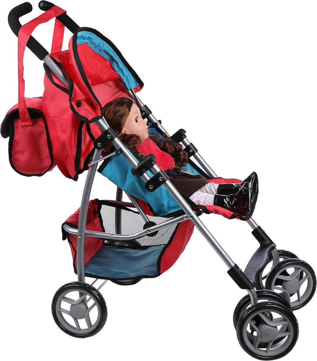 Red and Blue Foldable Umbrella Doll Stroller H615