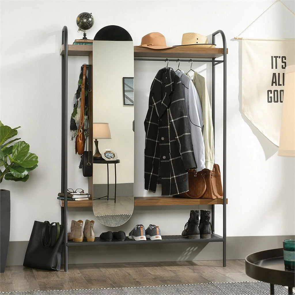 Modern Metal Hanging Wardrobe in Vintage Oak W9727