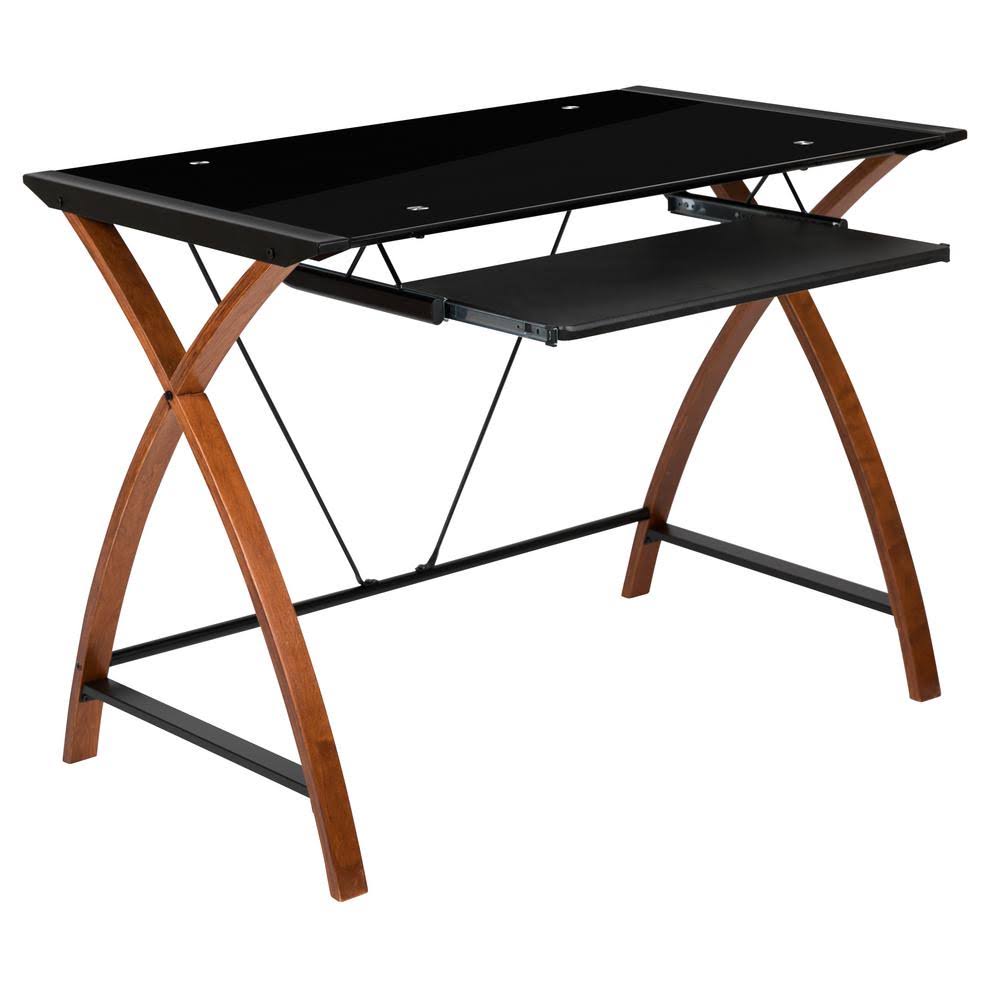 Black/Brown Computer Desk with Keyboard Tray V297824