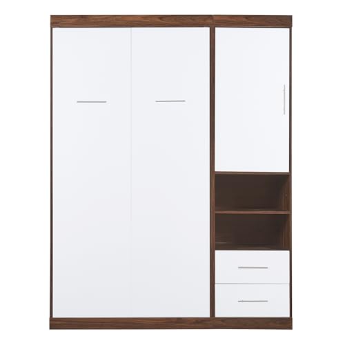 White Wood Murphy Bed with Cabinet B34672