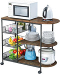 Rolling Kitchen Bakers Rack Microwave Stand 3-Tier Table on Wheels F95022