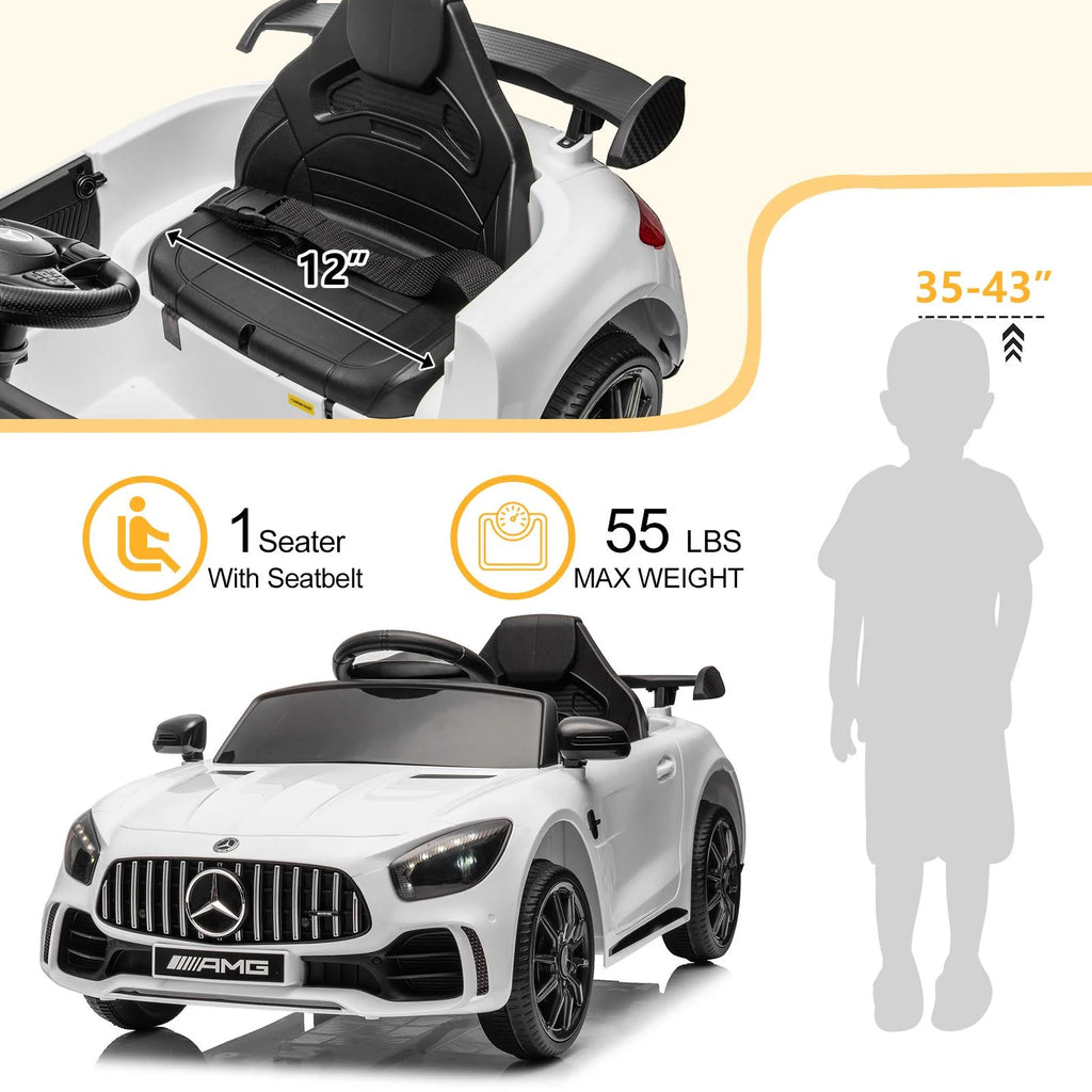12V Electric Ride on Car Toy with Remote Control, LED Lights, Black W235426