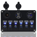 Waterproof Rocker Marine Switch Panel with USB, Blue LED, Pack of 2 G306