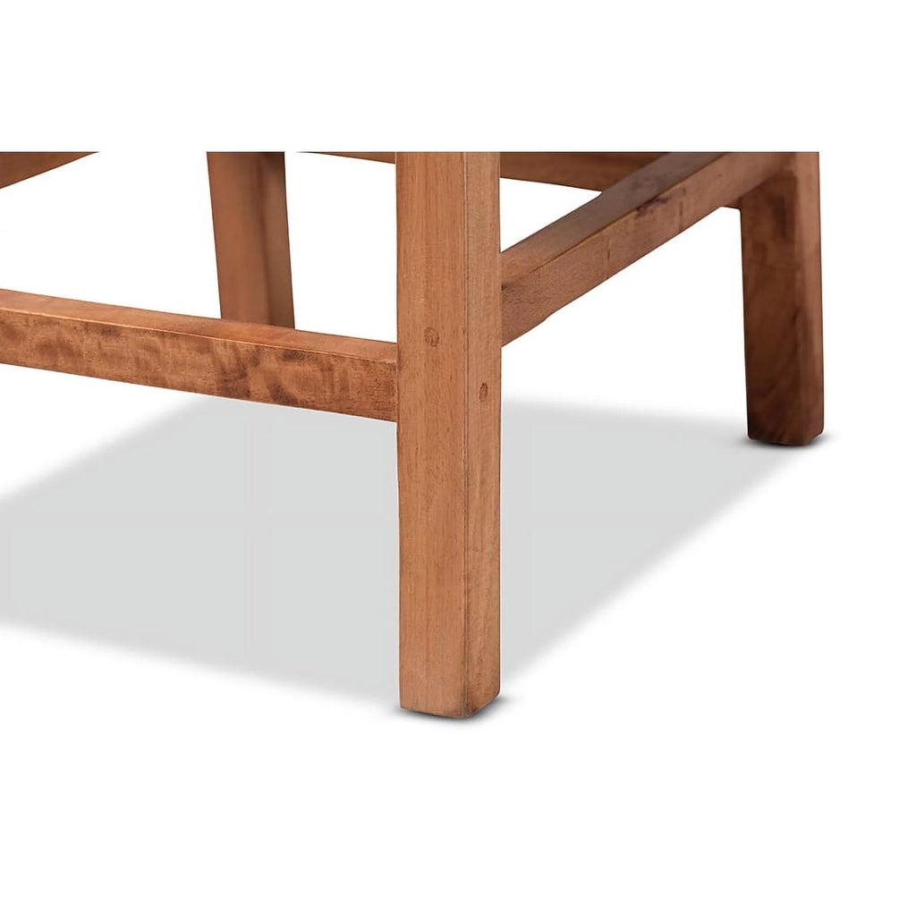 Natural Brown Rattan and Walnut Brown Wood Counter Stool N7743