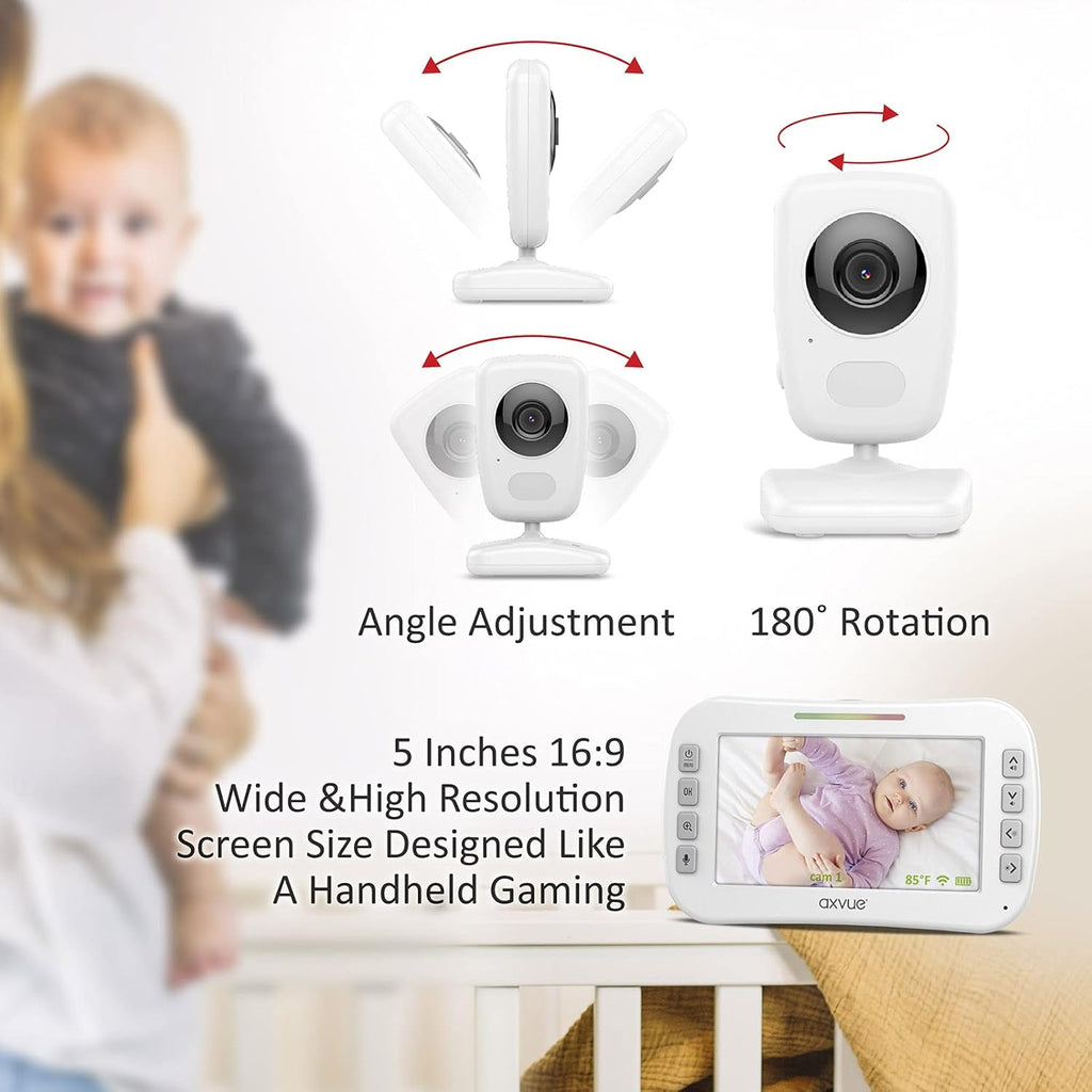 Video Baby Monitor with 5 Screen, Night Vision, Temperature Alert D73409