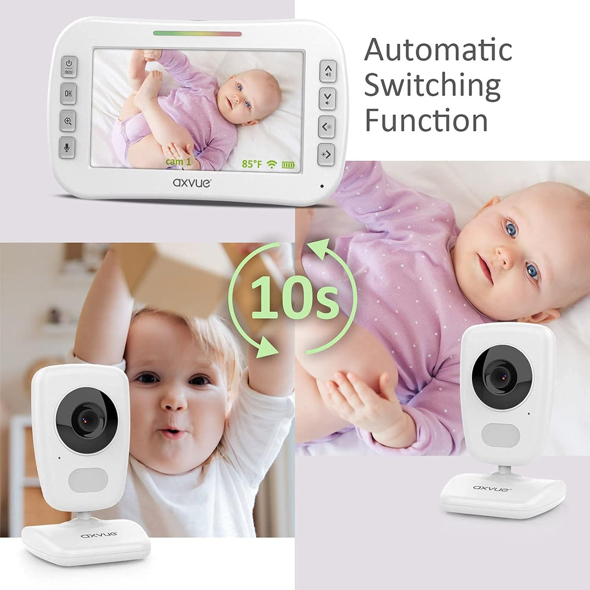 Video Baby Monitor with 5 Screen, Night Vision, Temperature Alert D73409