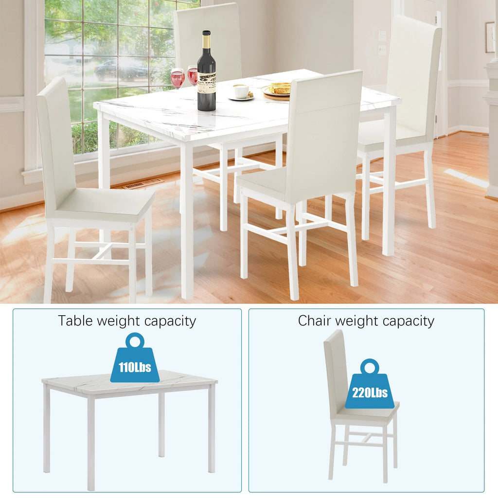 5 Piece White Dining Table and Chairs Set D5975