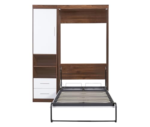 White Wood Murphy Bed with Cabinet B34672