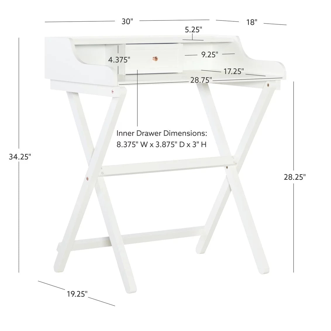 Solid Wood Folding Writing Desk Grey O7490