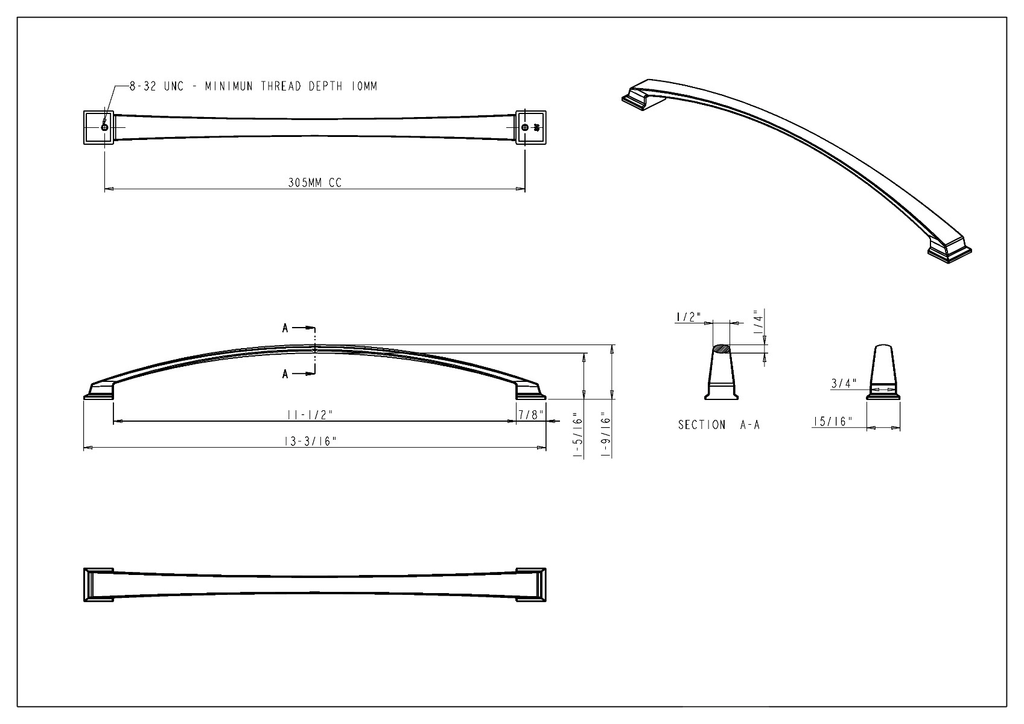 Matte Black Cabinet Pull O46267