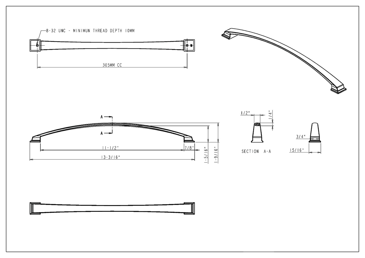 Matte Black Cabinet Pull O46267