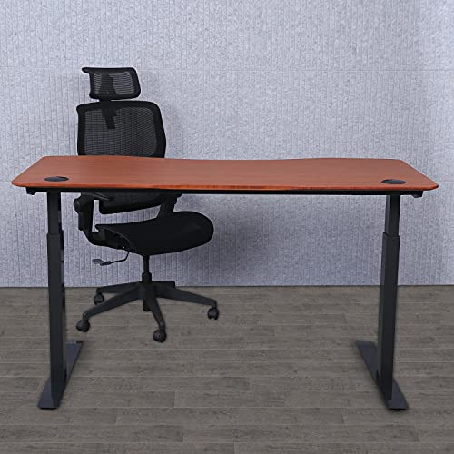 71" x 33" Electric Height Adjustable Stand up Desk with Curved Grey Top and Black Frame H50374