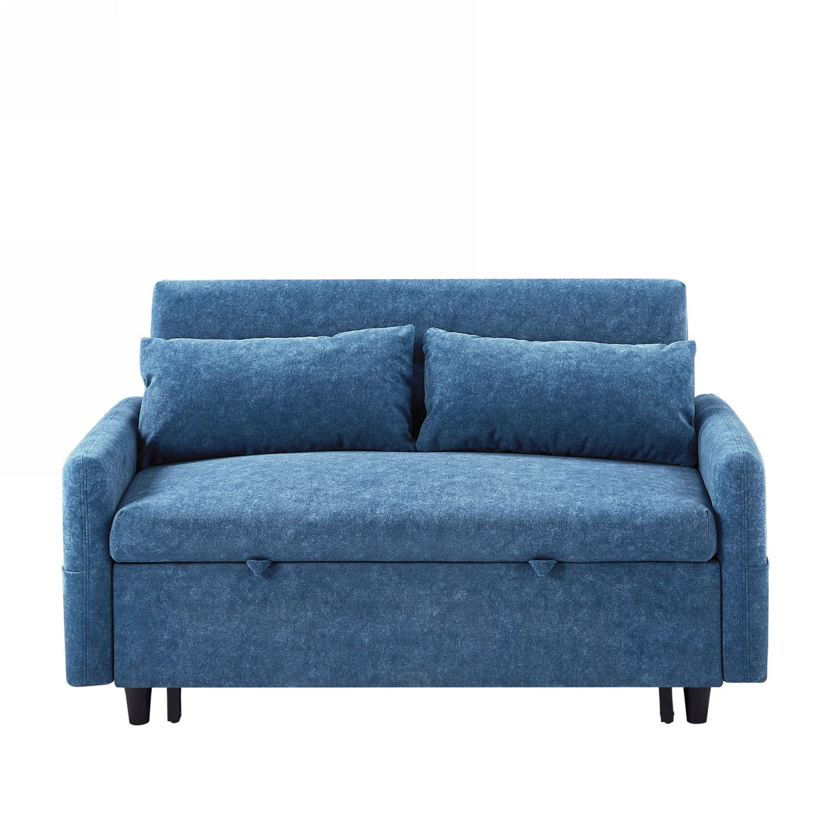 Blue Pull Out Sleep Sofa Bed with Adjustable Backrest and Storage Pockets L1311