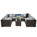 9 Piece Gray Wicker Patio Sectional Set F56289