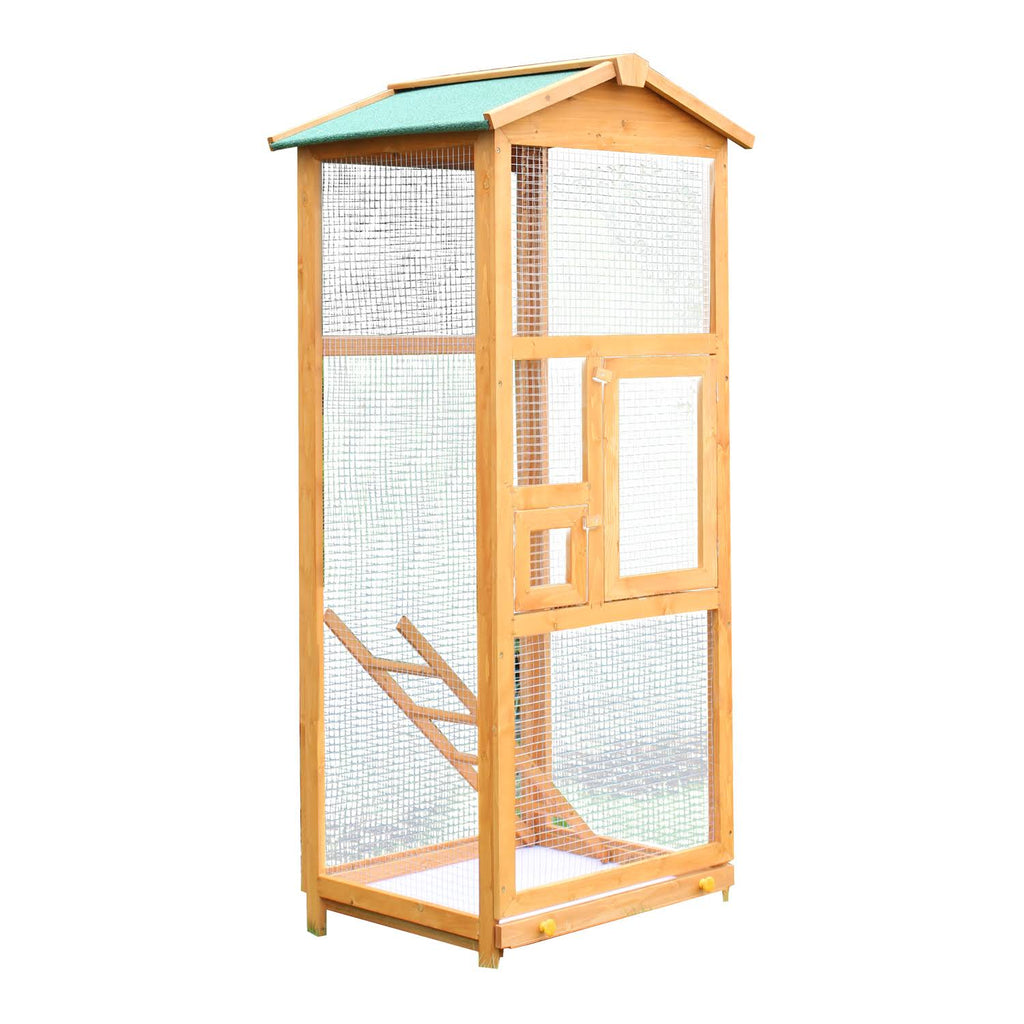 Large Wooden Bird Cage with Ladder and Feeder N265
