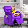 Purple Velvet Toddlers Kids Recliner Chair with Cup Holder D52587