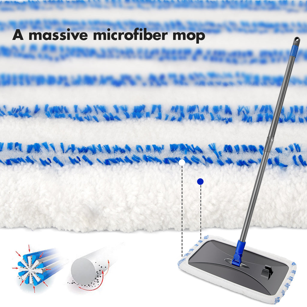 White Flat Mop with 5 Washable Mop Pads L6210