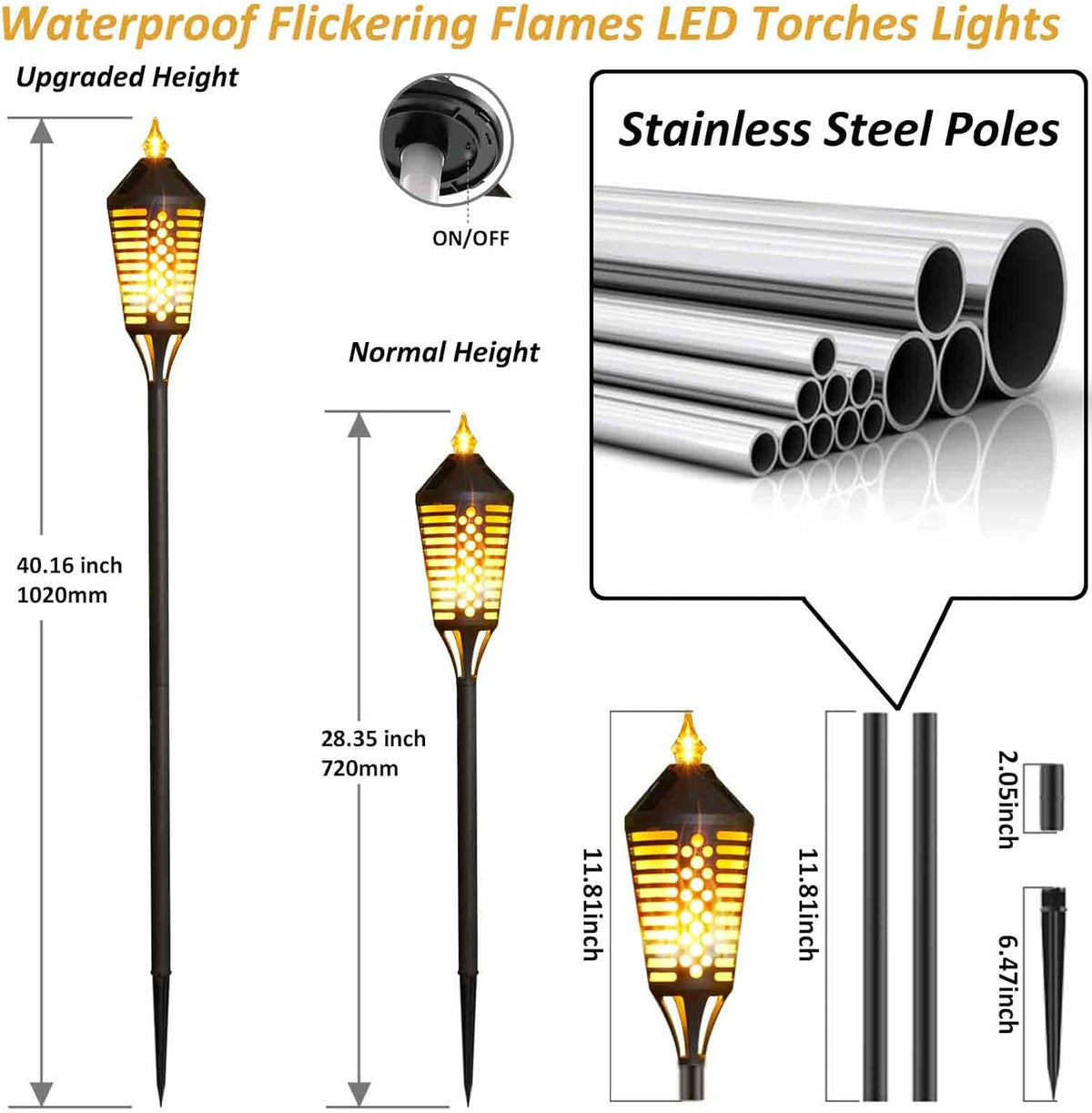 40 Outdoor Waterproof Solar Torch Lights, 6 Pack B60878