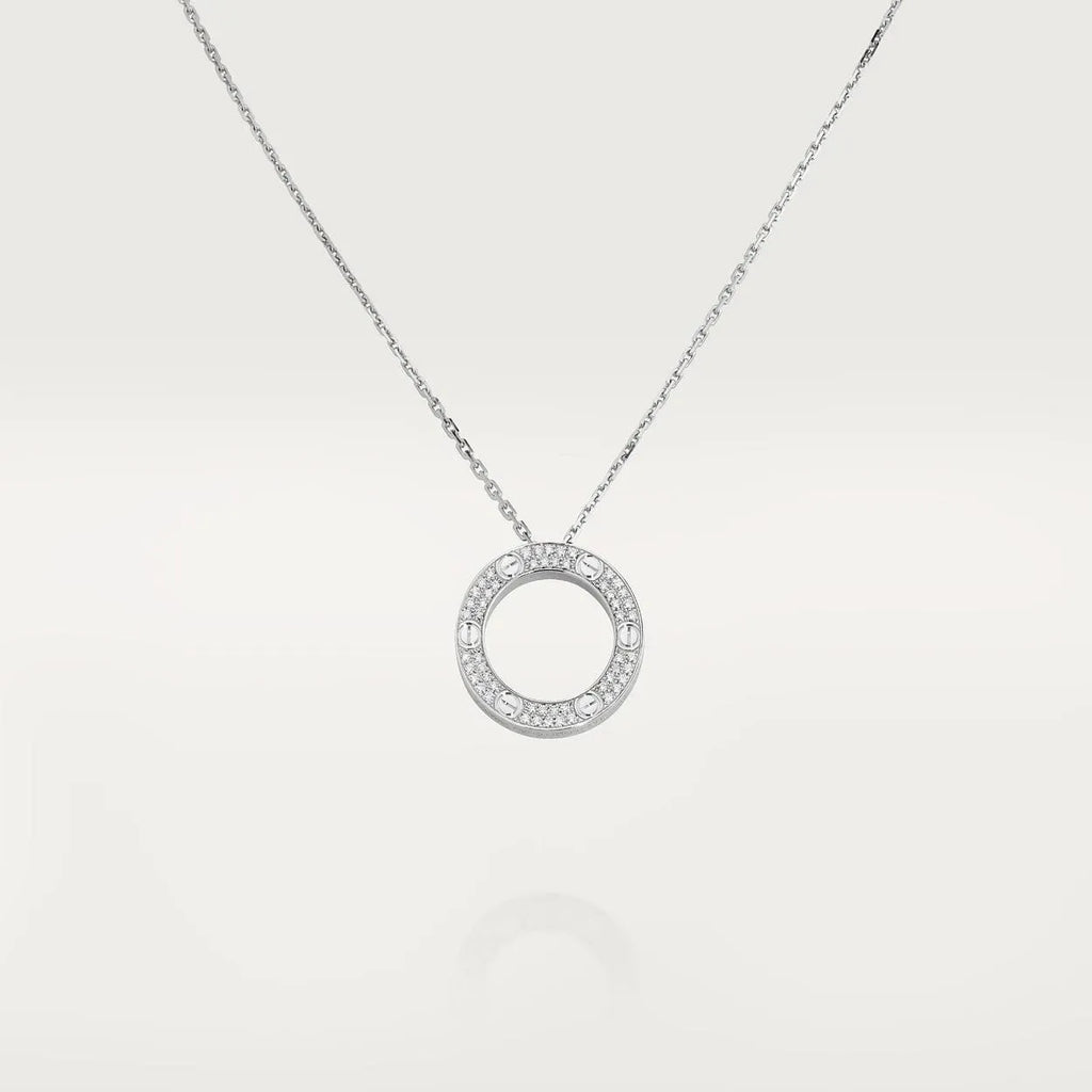 Screw Love Necklace With Diamond Paved T9286