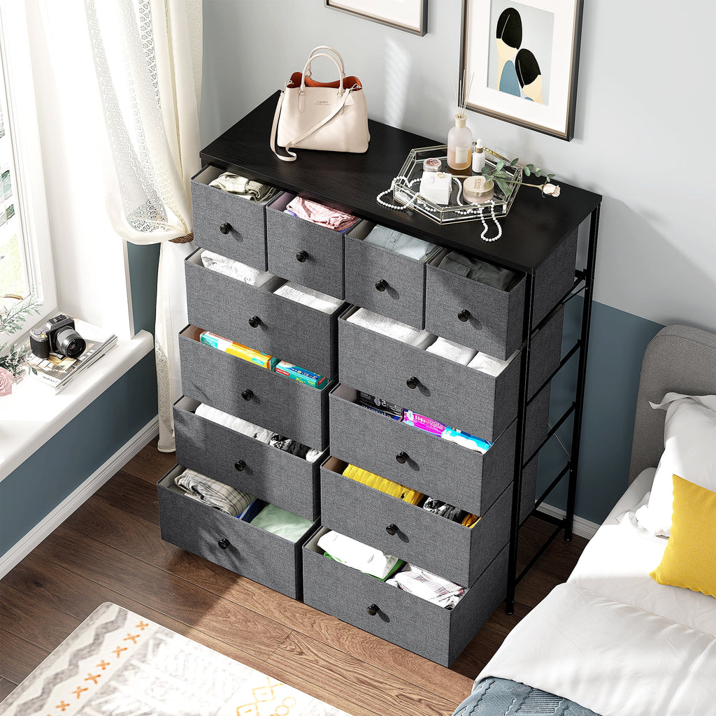 9 Drawer Fabric Dresser with Shelves E853397