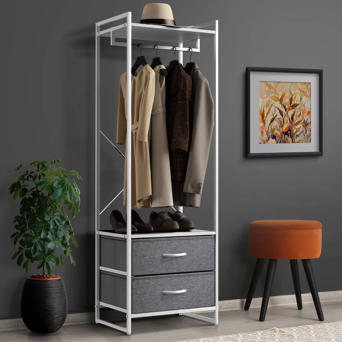 Clothing Rack with Drawers Y357