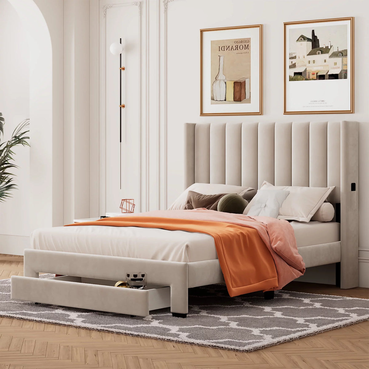 Full Upholstered Storage Bed with Tufted Headboard H31633