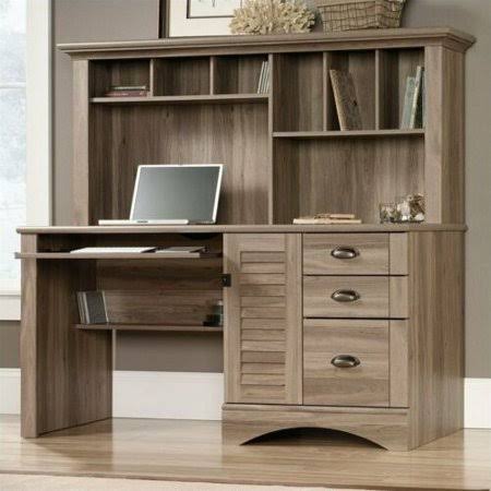 Computer Desk with Hutch in Salt Oak I4901