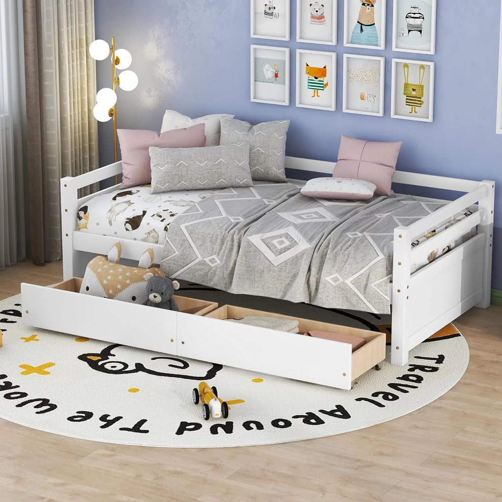 White Daybed with 2 Storage Drawers C34363