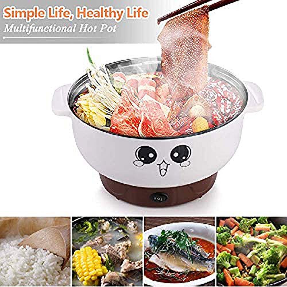 4-In-1 Electric Stainless Steel Non-Stick Hot Pot Cooker 2.3L Portable Skillet Grill Pan K983485