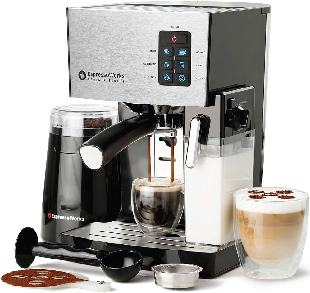 Blue 10 pc All-In-One Espresso Maker with Milk Steamer T3384
