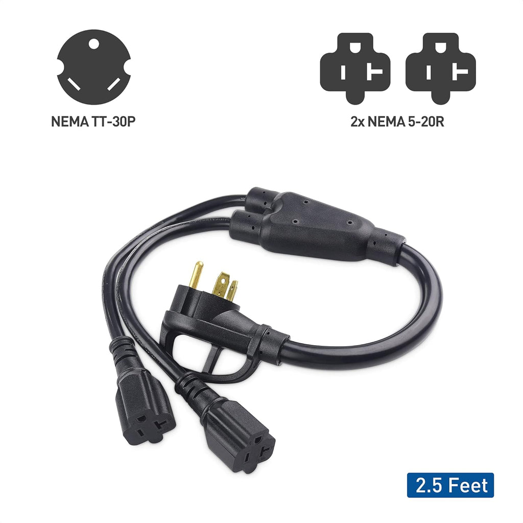 3 Prong 30 Amp Male to 20 Amp Female Adapter 2.5 Feet Pack of 2 C6887
